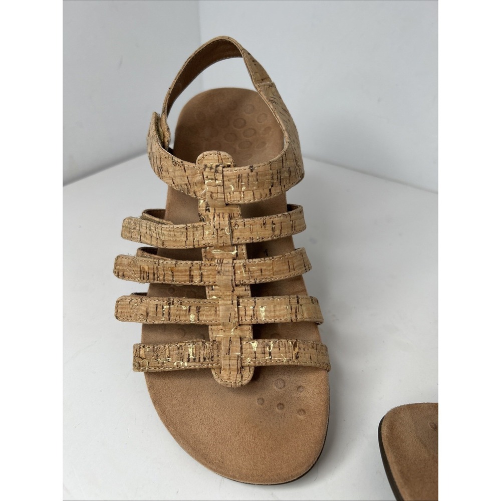 VIONIC WOMEN'S LT. BROWN HARISSA STRAPPY SANDALS 5 HOOK & LOOP STRAPS SIZE 9 EUC - Picture 2 of 8